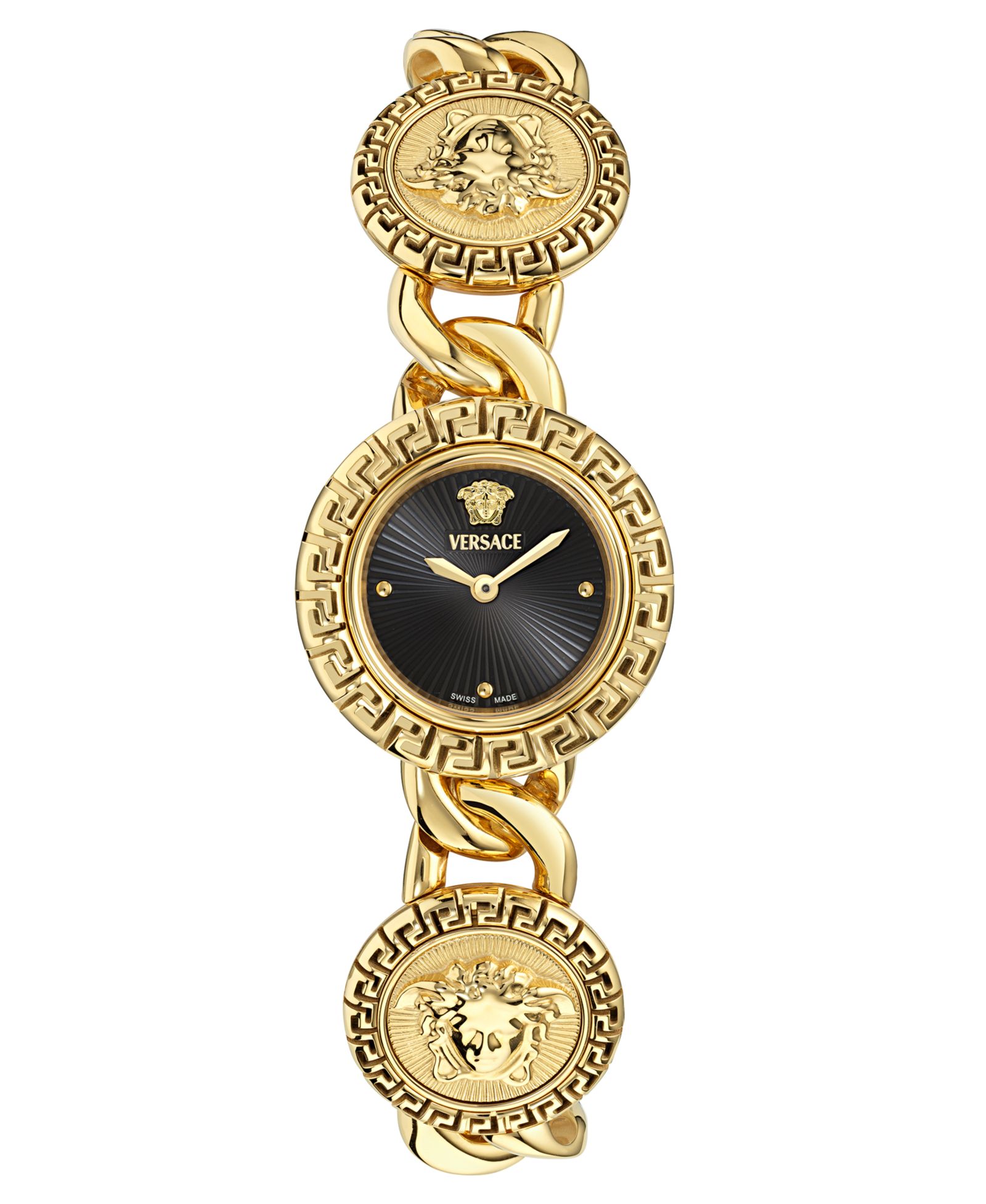 Versace Женские часы Swiss La Greca Stud Icon, золотое напыление, 28mm
