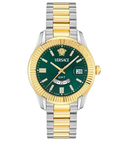 Мужские часы Versace Swiss Apodis GMT двухцветные 41mm