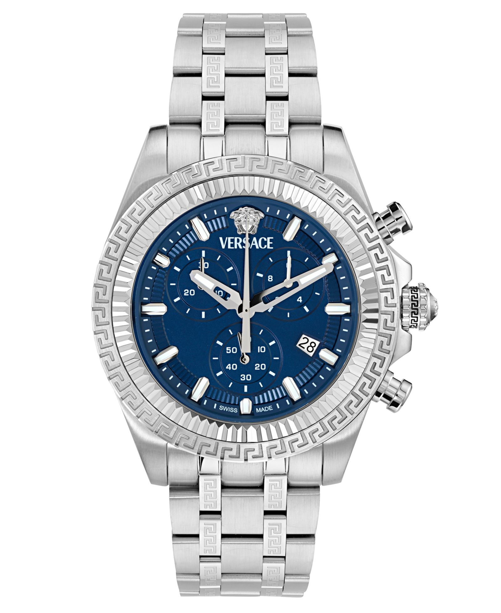 Versace Men's Swiss Chronograph Fornax Stainless Steel Bracelet Watch 43mm