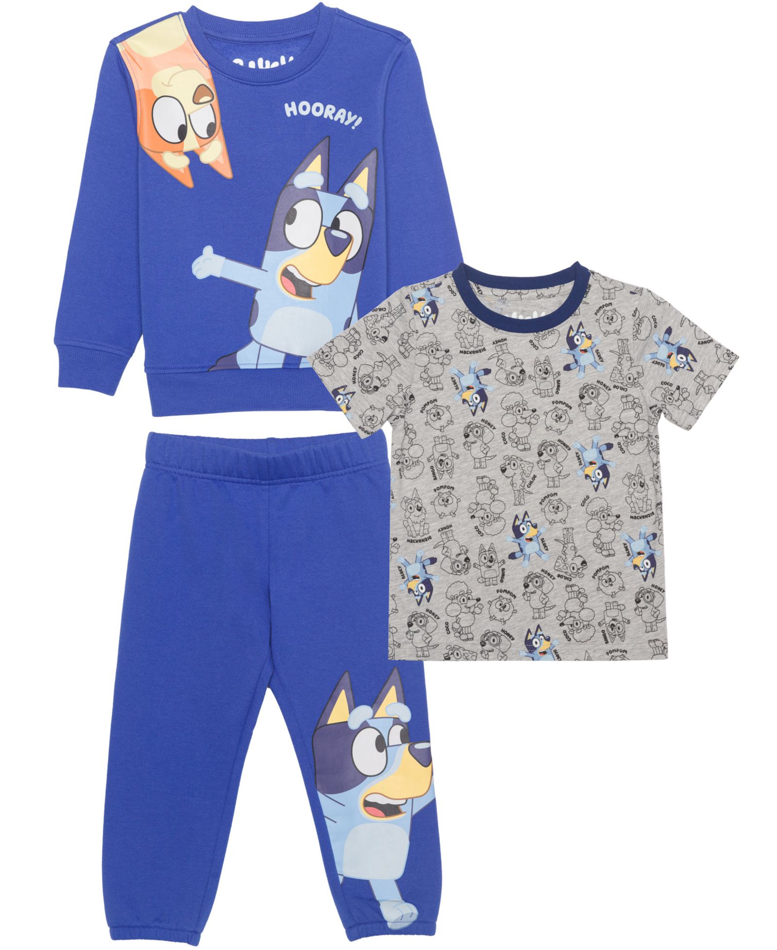 Bluey Boys' Toddler 2T-5T Printed T-Shirt, Short-Sleeve T-Shirt and Joggers, 3-Piece Set