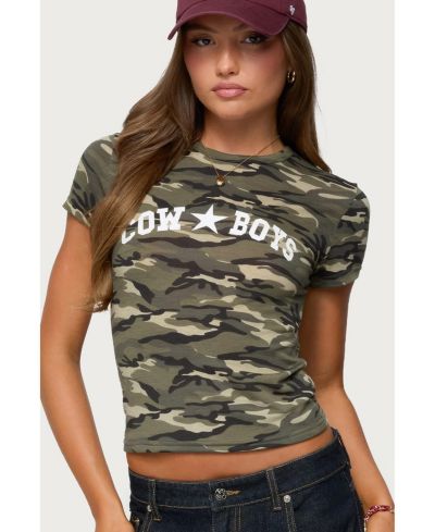 Edikted Женская футболка Nika Camo Cowboys