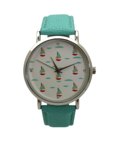 Olivia Pratt женские часы с циферблатом Sailing Boats Teal Faux Leather