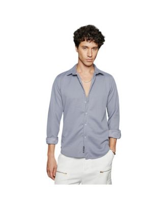 Campus Sutra Мужская рубашка Waffle-Textured Grey