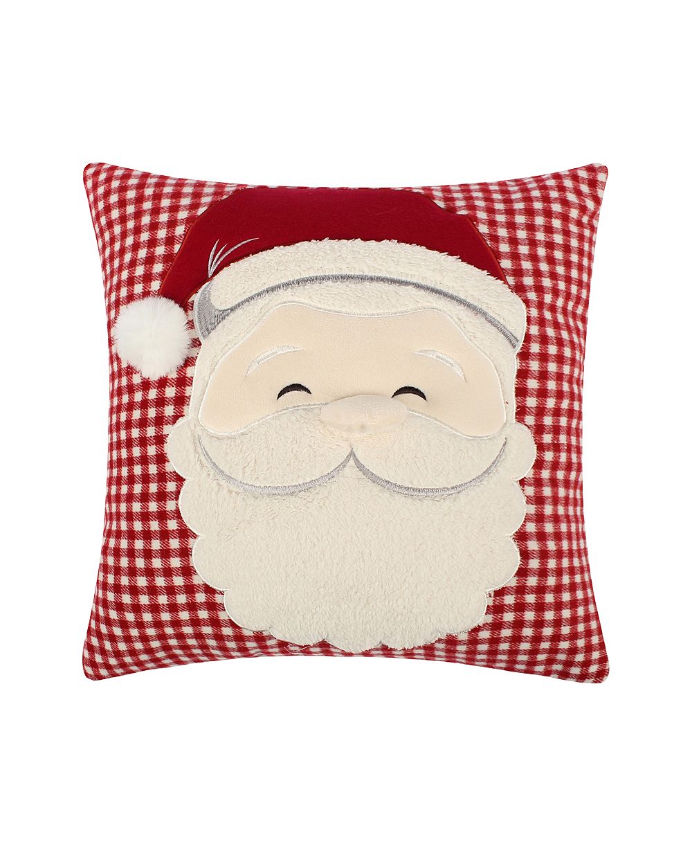 Levtex Peppermint Plaid Santa Applique Decorative Pillow, 18" x 18"