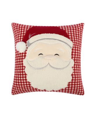 Levtex Peppermint Plaid Santa Applique Decorative Pillow, 18" x 18"