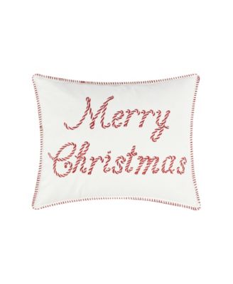 Levtex Peppermint Plaid Merry Embroidered Decorative Pillow, 18" x 14"