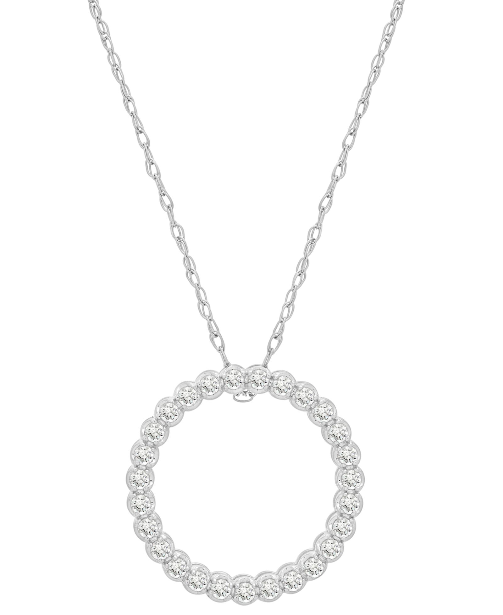 Ожерелье с кулоном Diamond Circle (1/2 ct. t.w.) в 10K White Gold, Macy's Exclusive