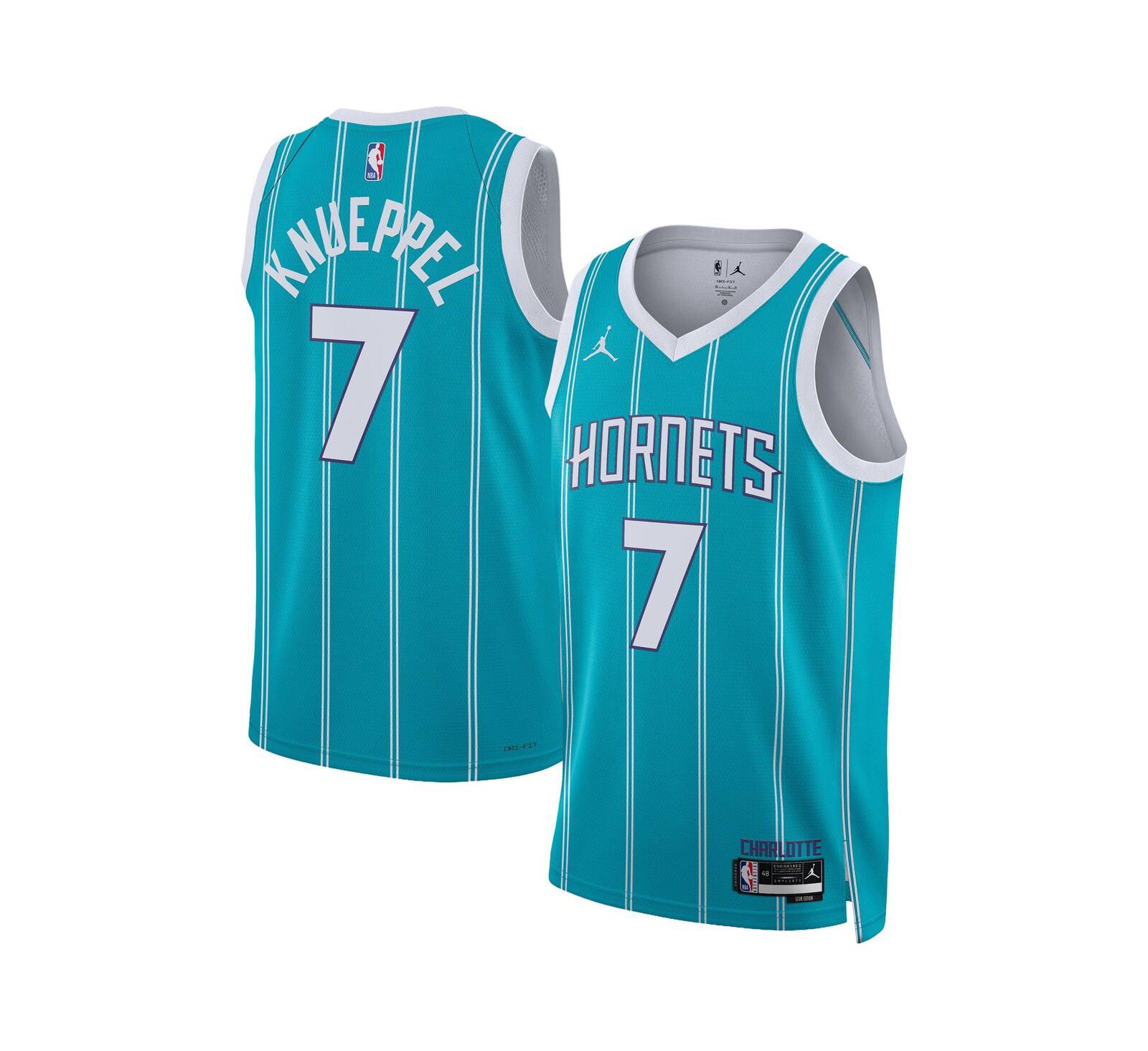 Мужская и женская джерси Nike Kon Knueppel Teal Charlotte Hornets Swingman Icon Edition