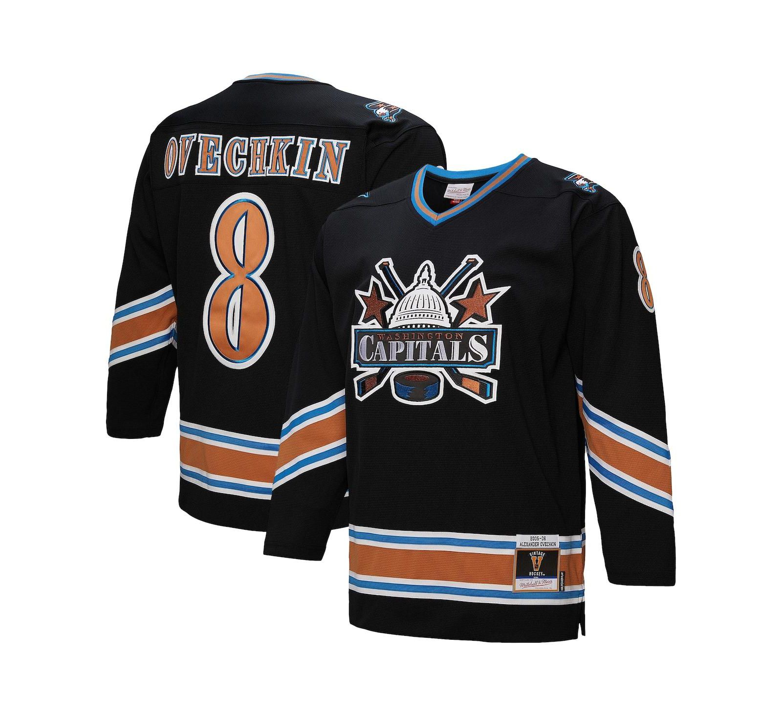 Мужская джерси Mitchell & Ness Alexander Ovechkin Black Washington Capitals 2005/06 Power Play