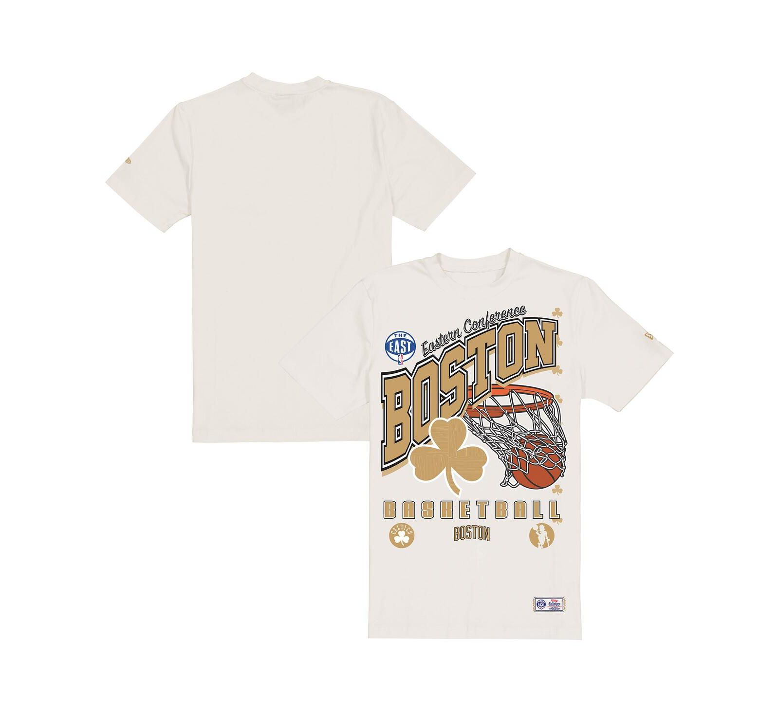 Футболка New Era Men's Cream Boston Celtics Oversized City Edition Remix Vintage