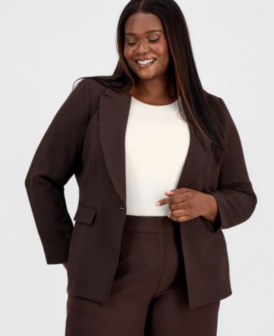 Длинный пиджак Tahari ASL Plus Size One-Button Long-Sleeve