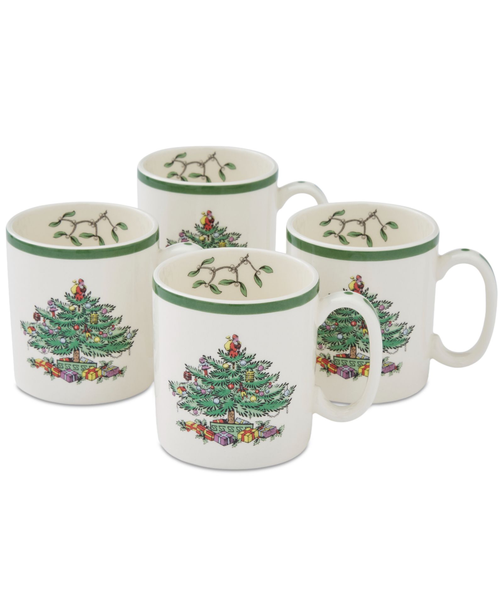 Spode Christmas Tree Mugs, Set of 4