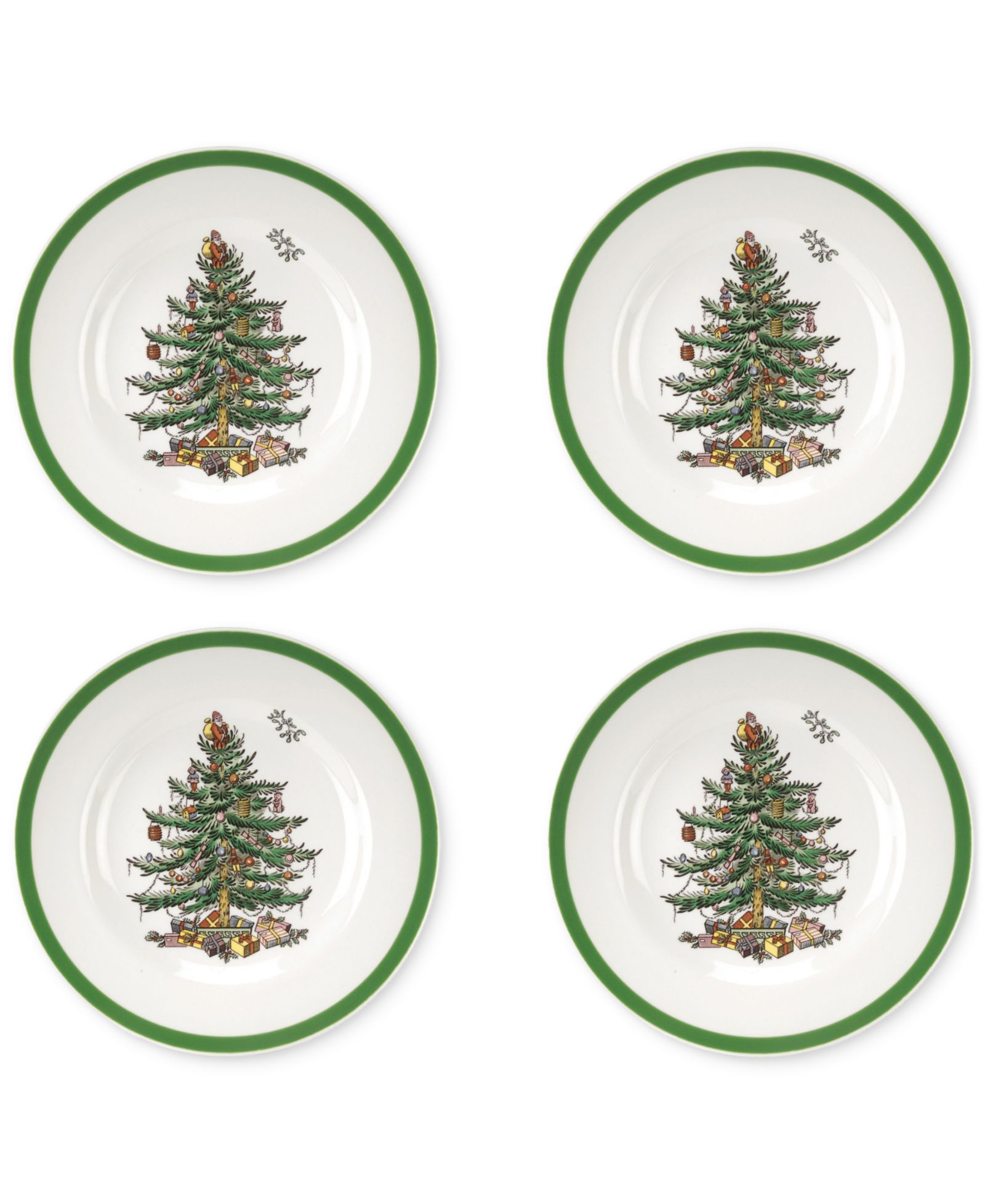 Spode Christmas Tree Bread Butter Plates, Set of 4