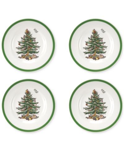 Spode Christmas Tree Bread Butter Plates, Set of 4