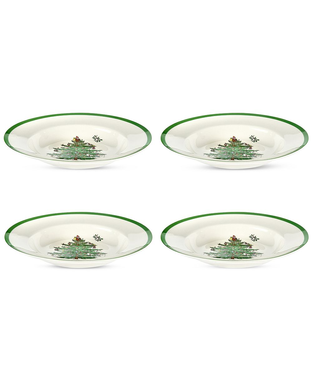 Spode Christmas Tree Soup Plates, Set of 4