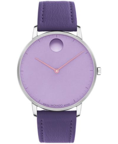 Movado Унисекс часы Swiss Quartz Plum Leather, 41mm