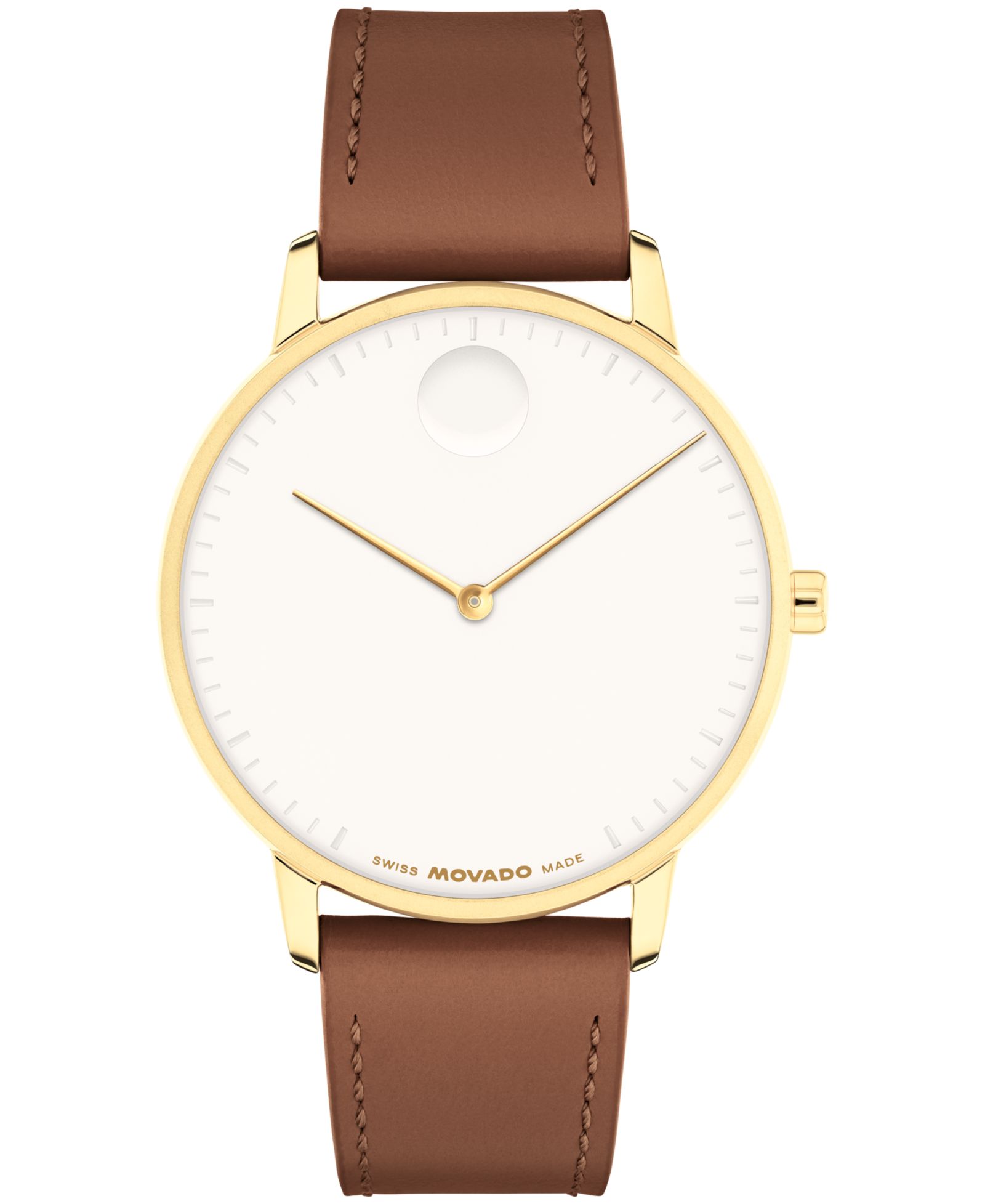 Часы Movado Unisex Face Swiss Quartz коричневые кожаные, 39mm