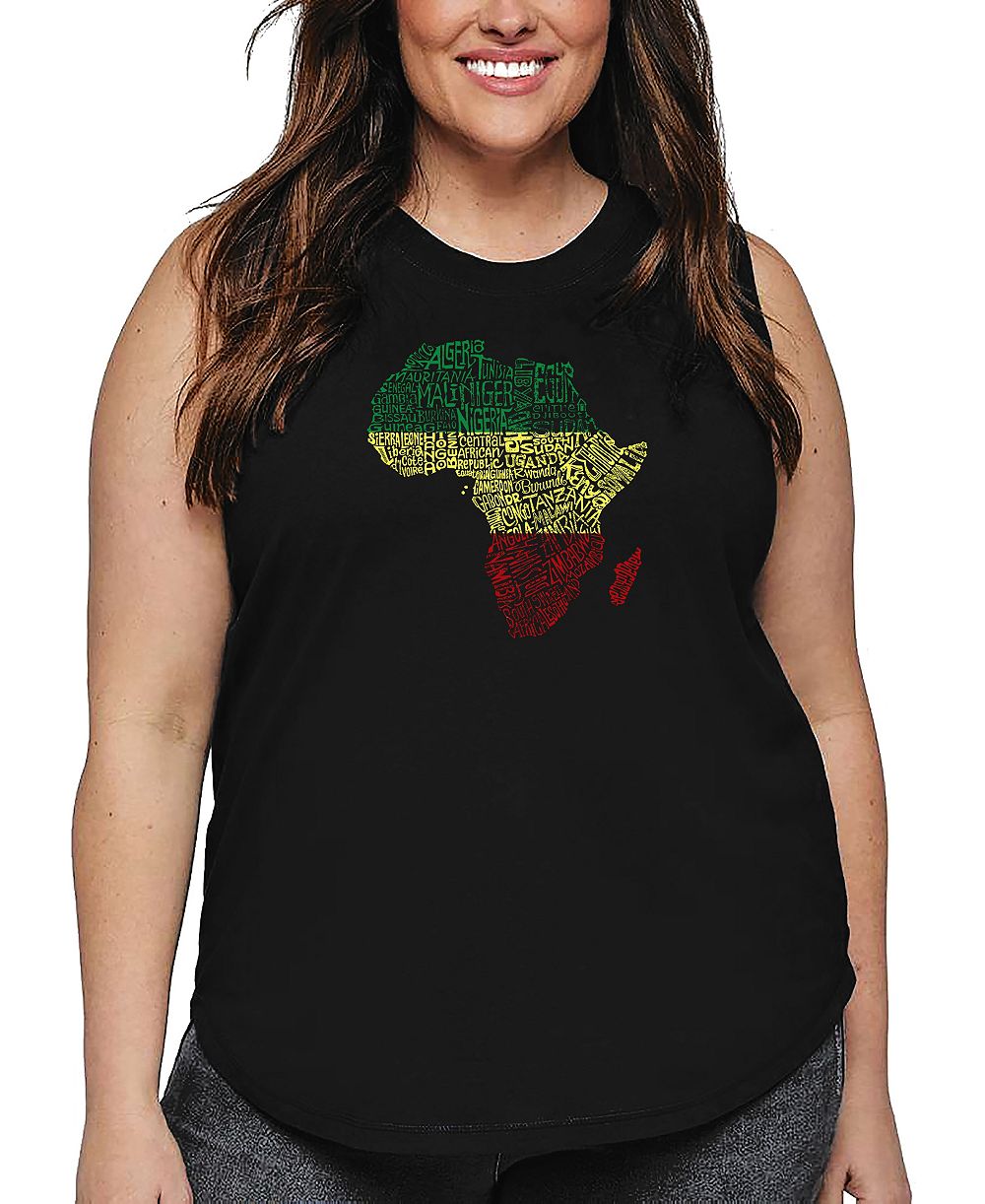 Майка Plus Size La Pop Art Countries in Africa Word Art Tank Top