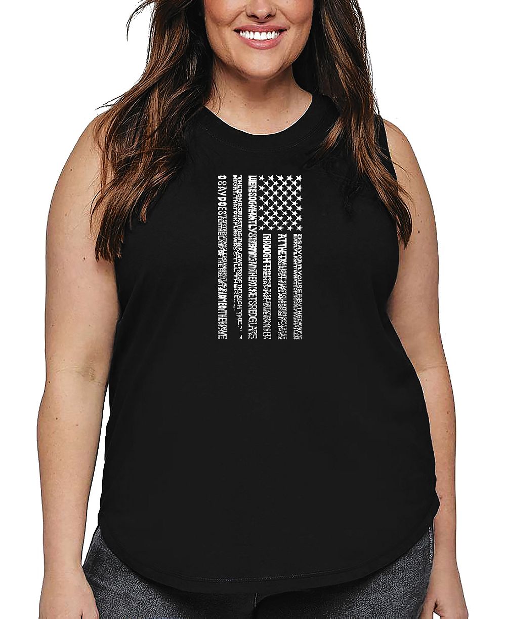 Майка La Pop Art Plus Size National Anthem Flag Word Art
