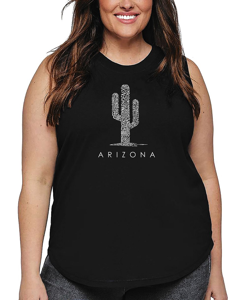 La Pop Art Plus Size Arizona Cities Word Art Tank Top