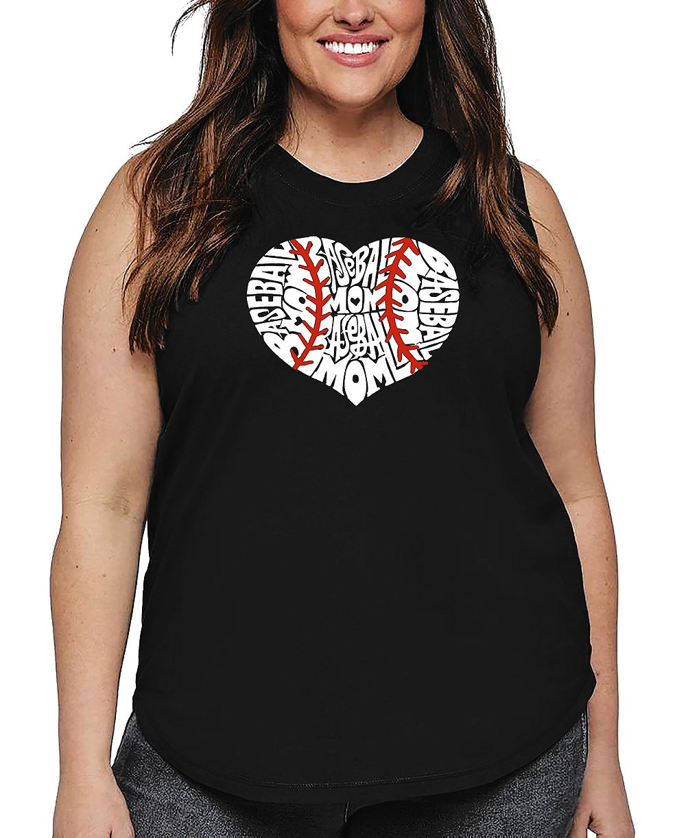 La Pop Art Майка Plus Size Baseball Mom Word Art