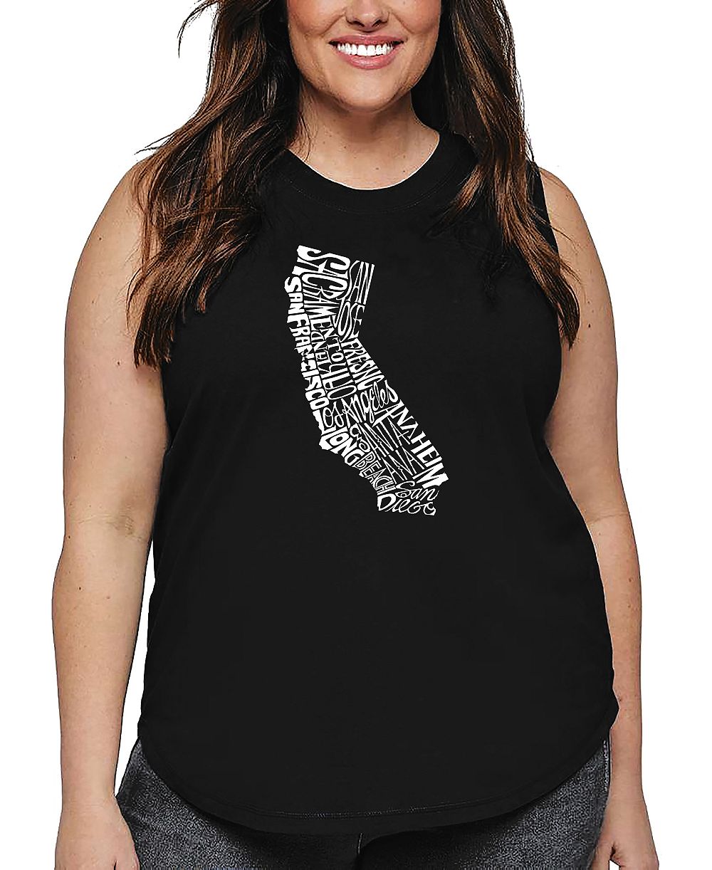 Майка Plus Size La Pop Art California State Word Art