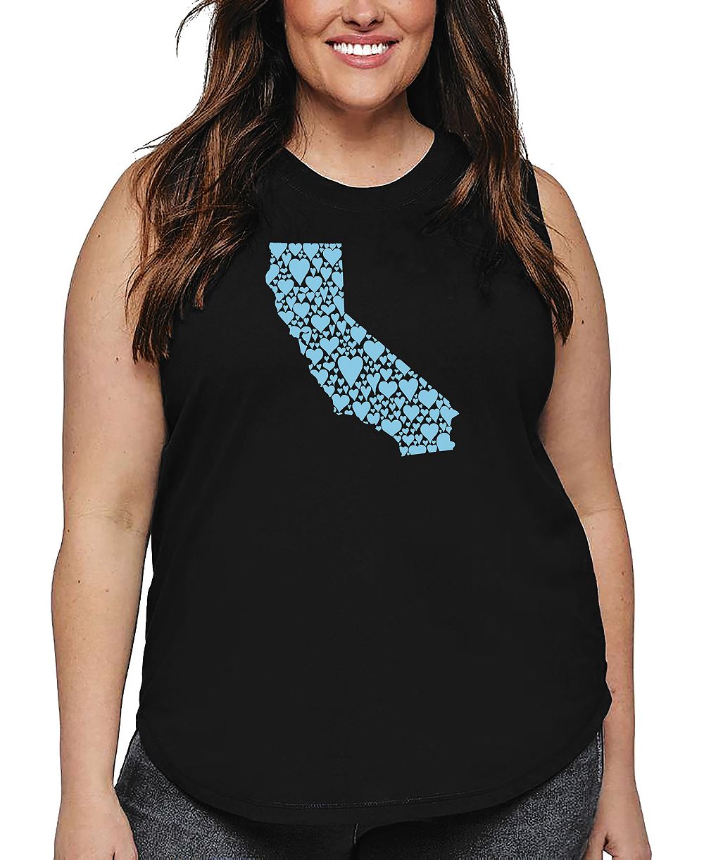 Майка LA Pop Art Plus Size California Hearts Word Art