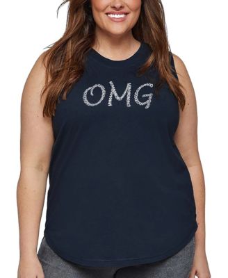 La Pop Art Plus Size OMG Word Art Tank Top