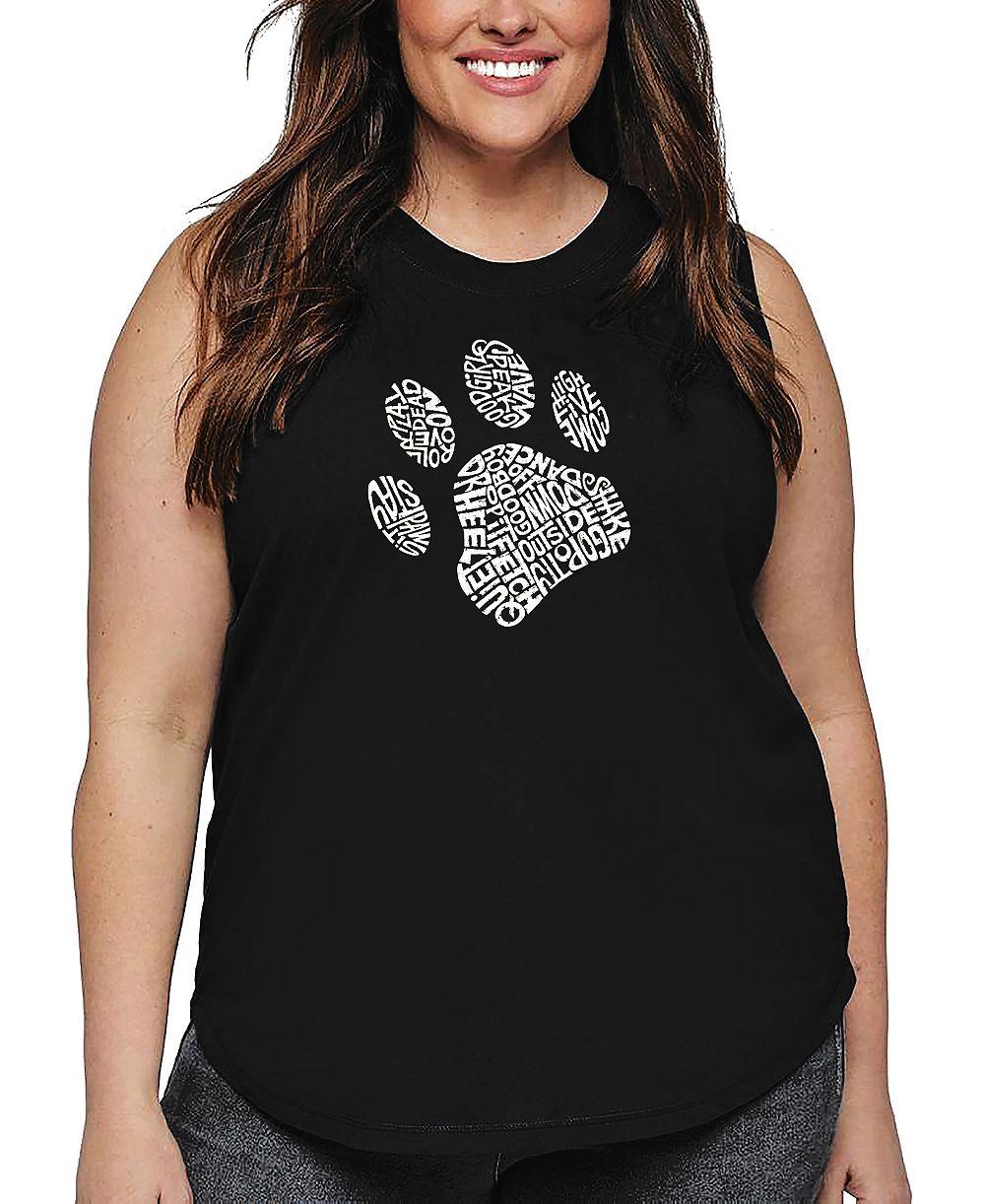 La Pop Art Plus Size Майка с принтом Dog Paw Word Art