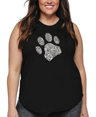 La Pop Art Plus Size Dog Paw Word Art Tank Top