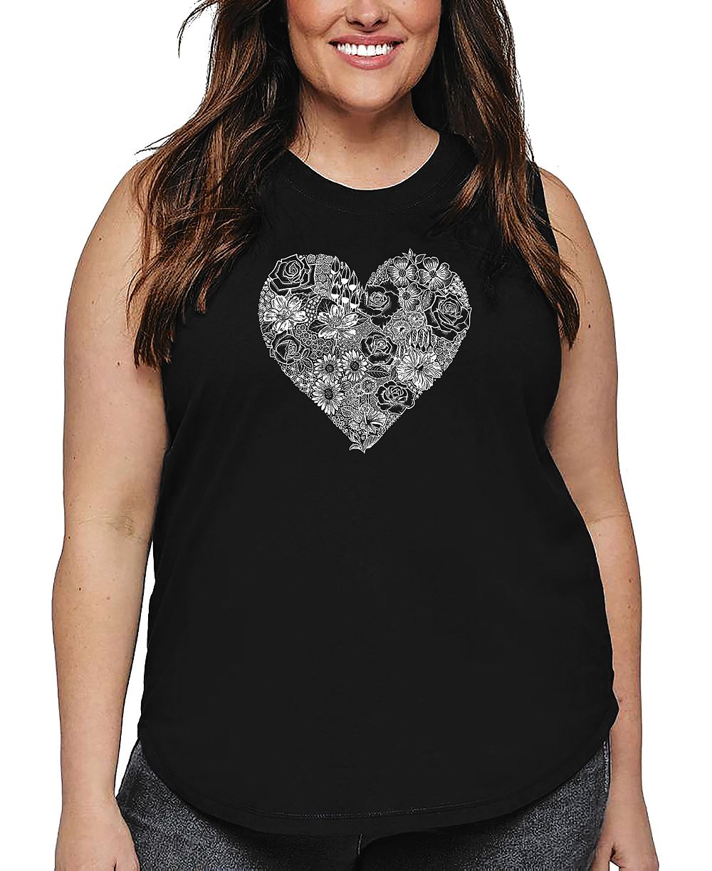 Майка La Pop Art Plus Size Heart Flowers Word Art