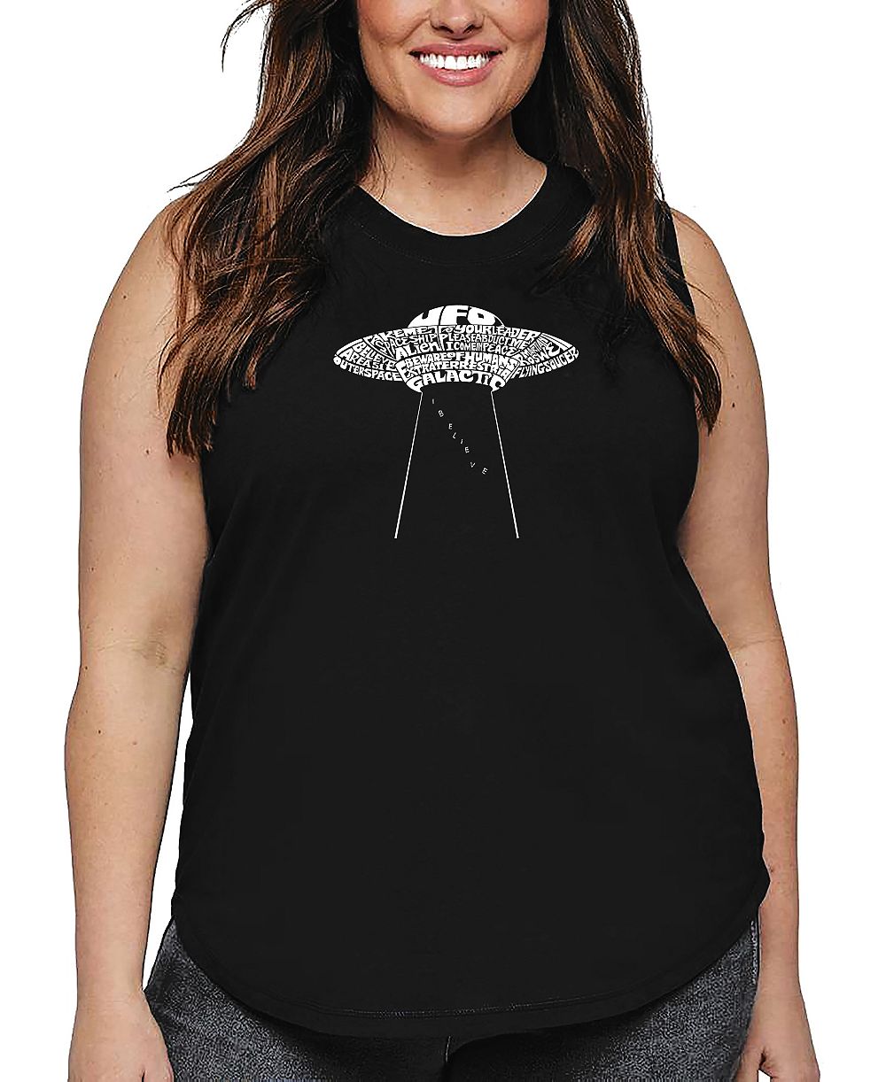 Майка Plus Size La Pop Art Flying Saucer UFO Word Art
