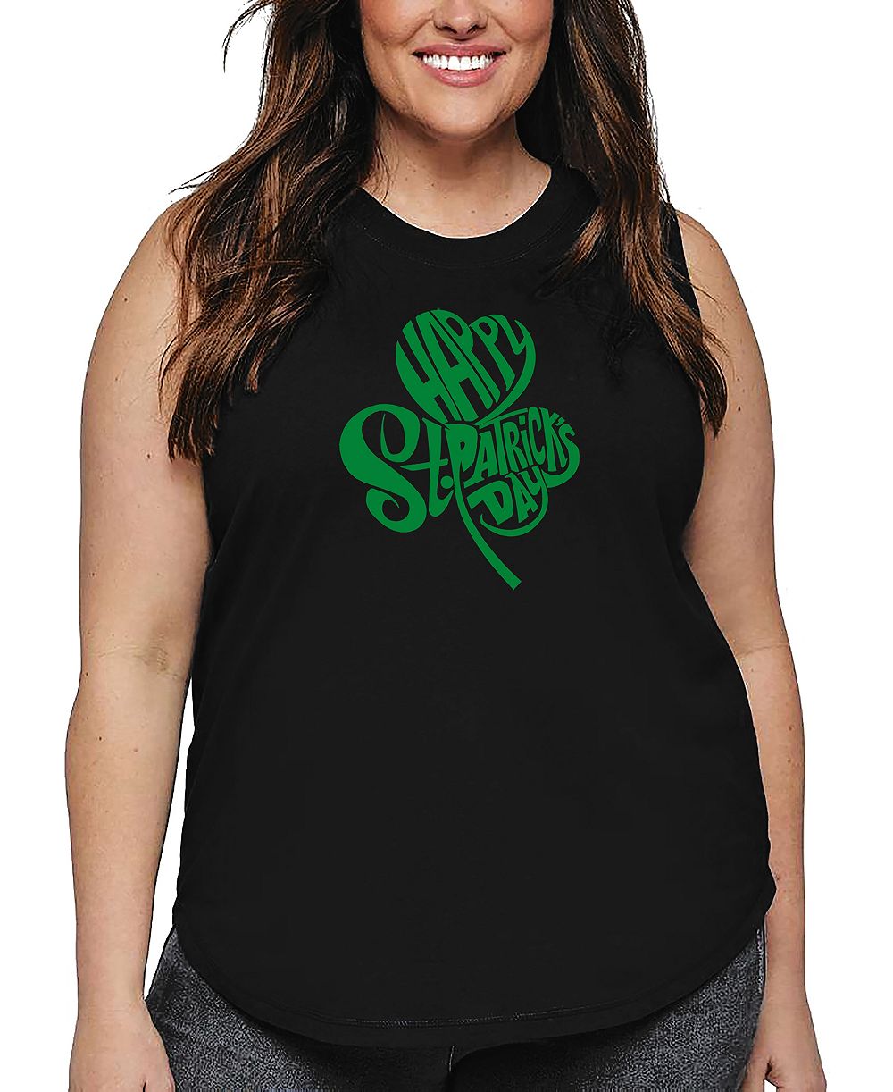 La Pop Art Plus Size майка St. Patrick's Day Shamrock Word Art