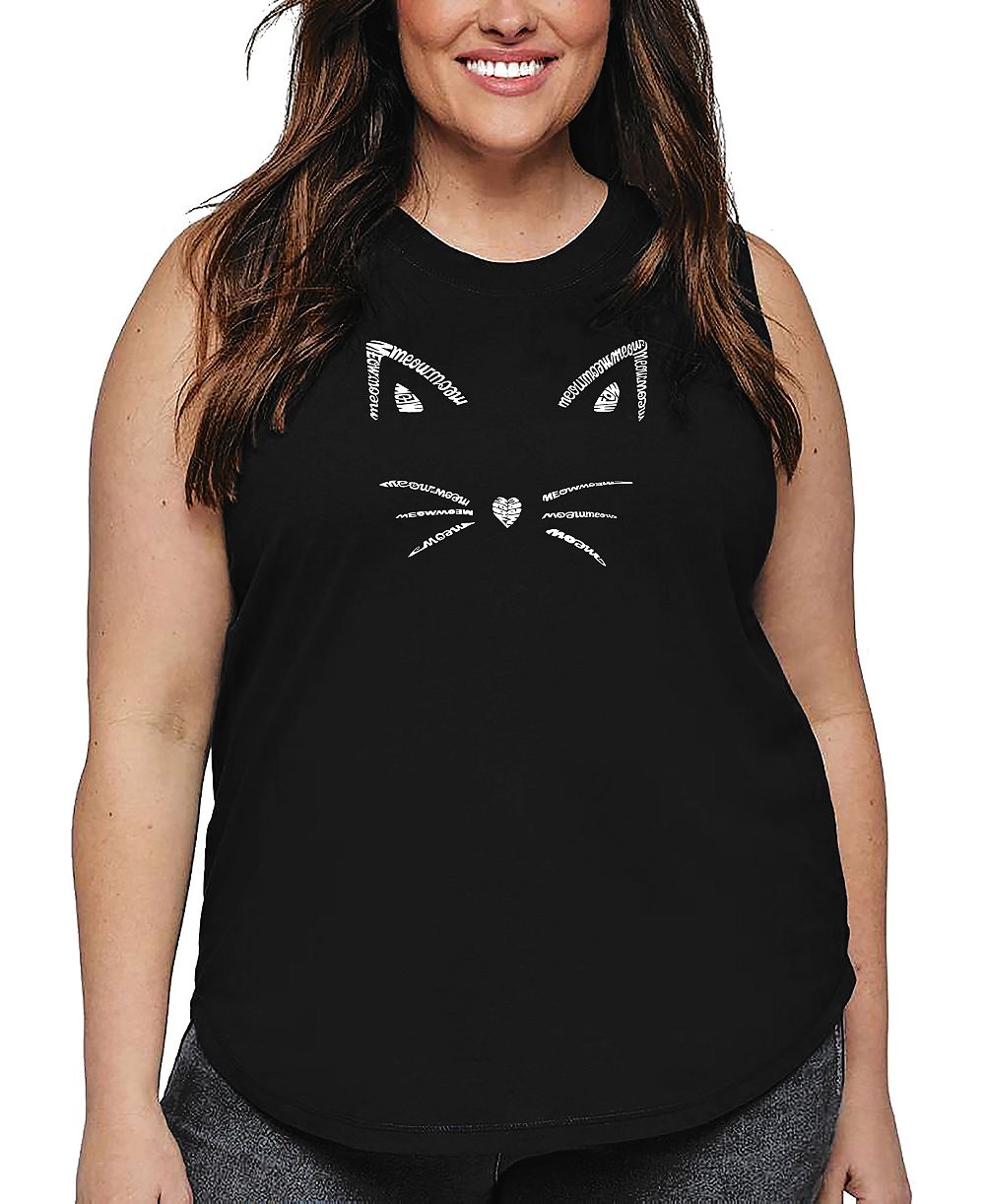 La Pop Art Майка Plus Size с принтом Whiskers Word Art