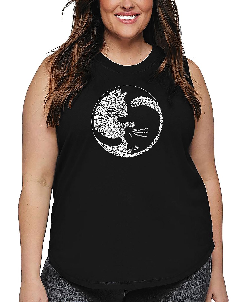 Майка Plus Size La Pop Art Yin Yang Cat Word Art