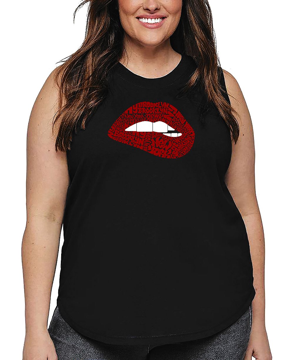 Танк-топ La Pop Art Plus Size Brooklyn Lips Word Art