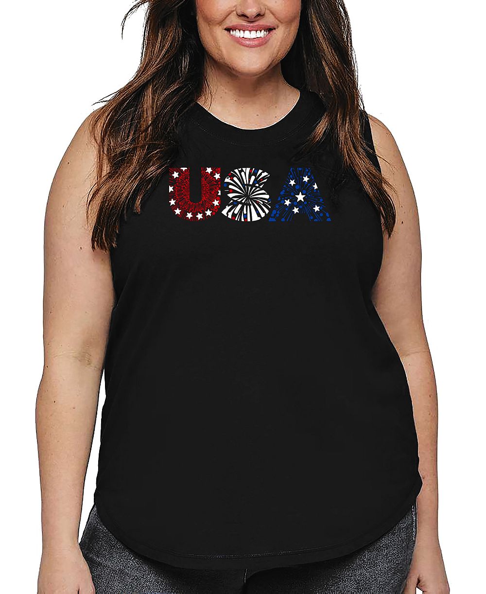 Майка La Pop Art Plus Size USA Fireworks Word Art