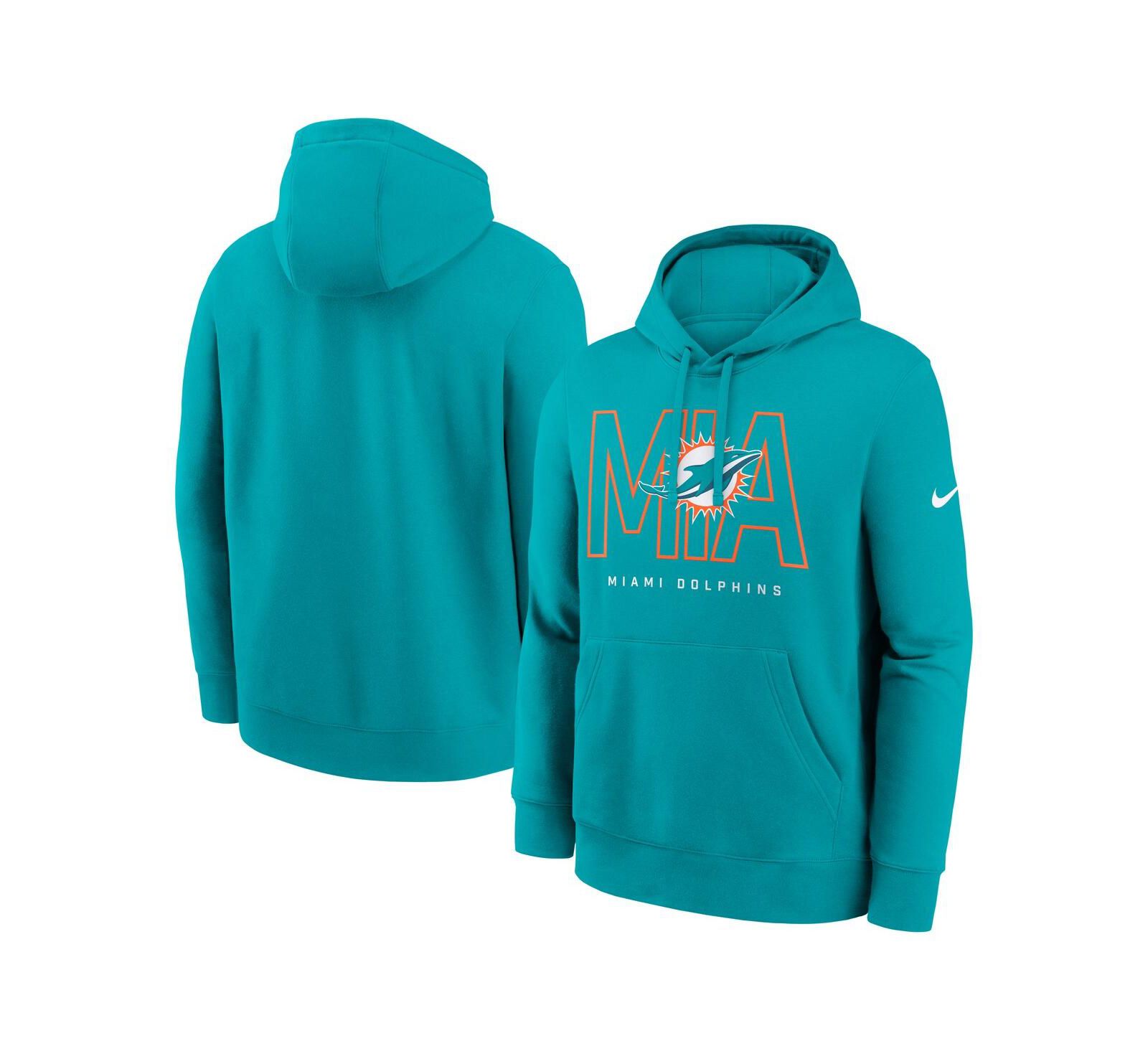 Nike Men's Aqua Miami Dolphins Busted Play Club Fleece Pullover Hoodie