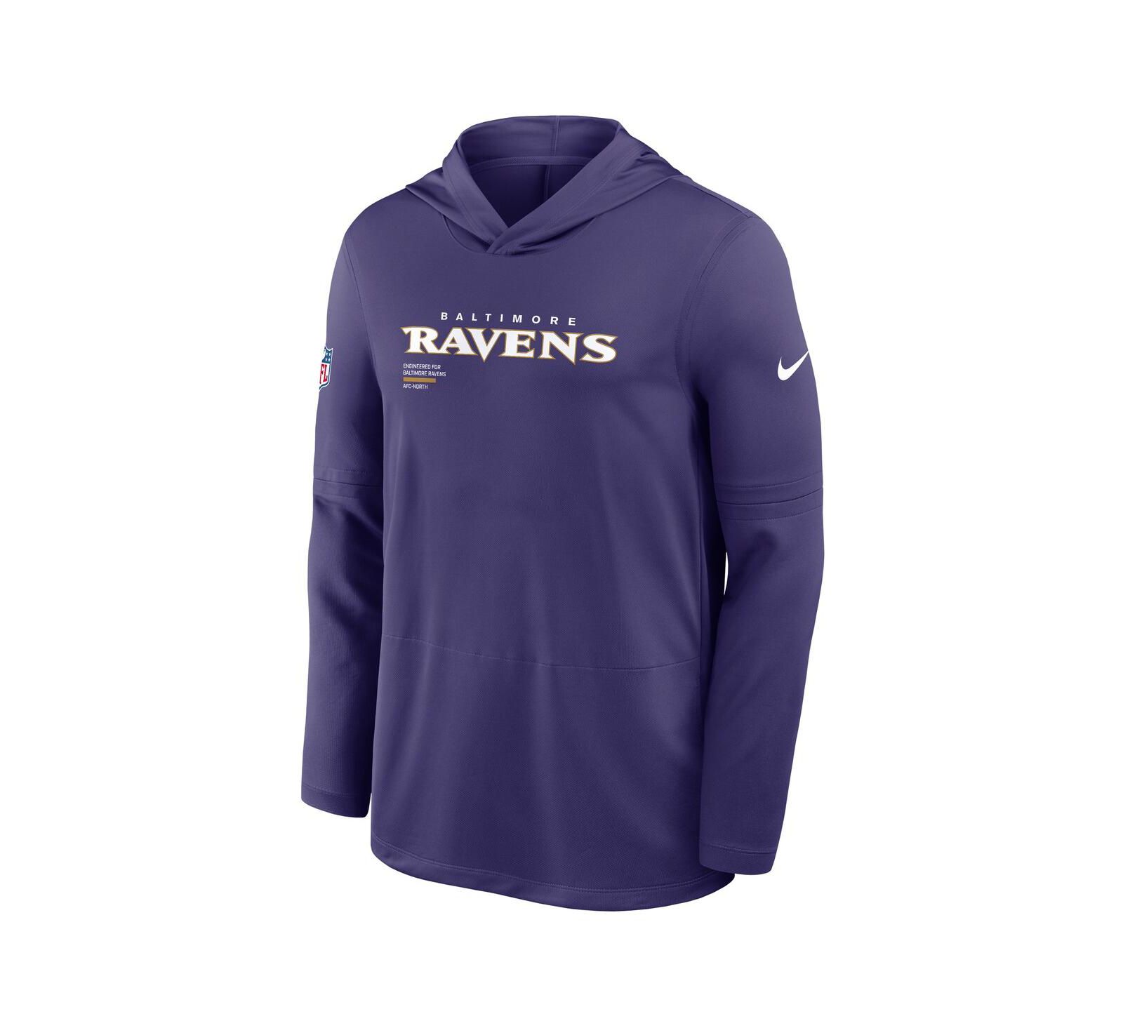 Nike Men's Purple Baltimore Ravens Sideline Pure Performance Long Sleeve Hoodie T-Shirt