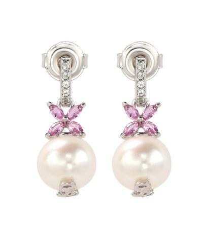 Серьги Suzy Levian с жемчугом, сапфиром и цветочным узором