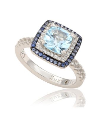 Suzy Levian New York Topaz/Sapphire Double Halo Ring