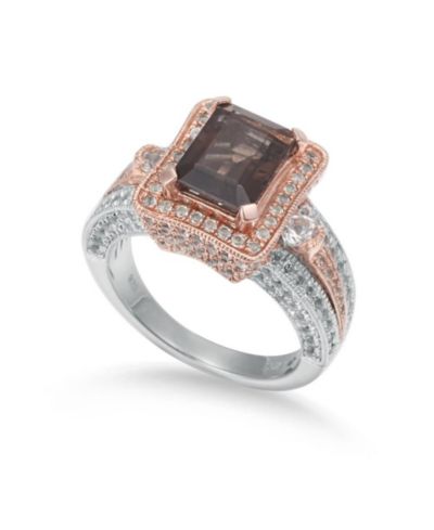 Suzy Levian New York Topaz Emerald Cut Cocktail Ring