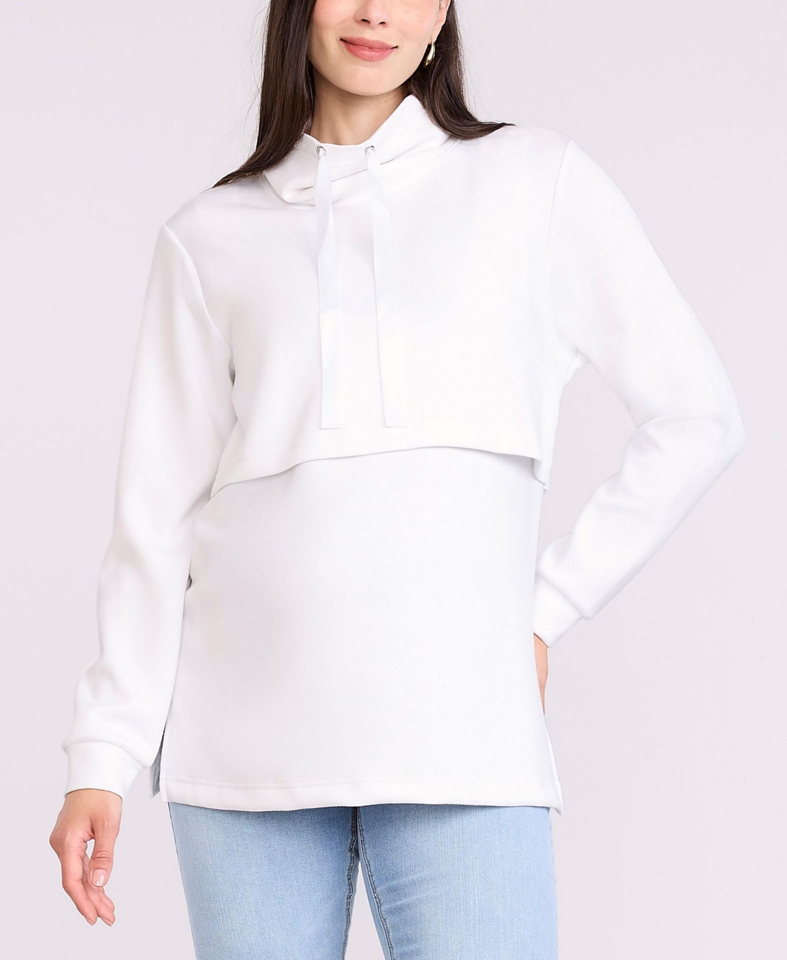 Motherhood Maternity Women's Funnel Neck Pullover Nursing Sweatshirt - Motherhood Maternity
