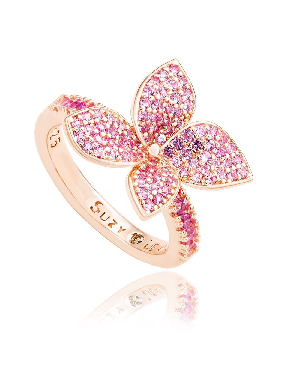 Кольцо Suzy Levian Sterling Sapphire Flower