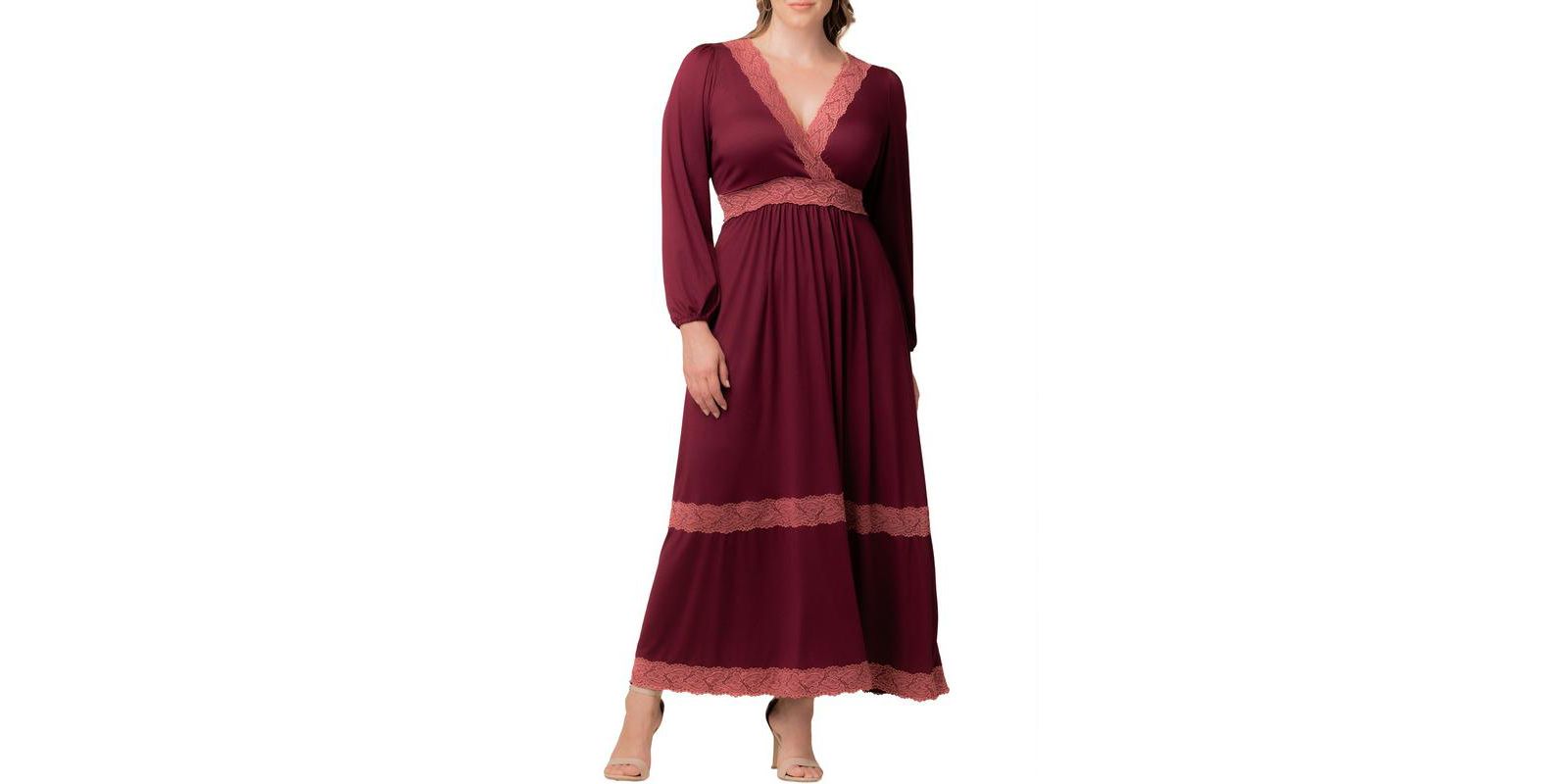 Длинное платье Kiyonna Women's Plus Size Lara с кружевом