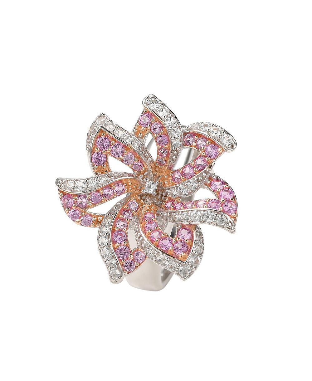 Кольцо Suzy Levian Sterling Sapphire & Created Sapphire Flower
