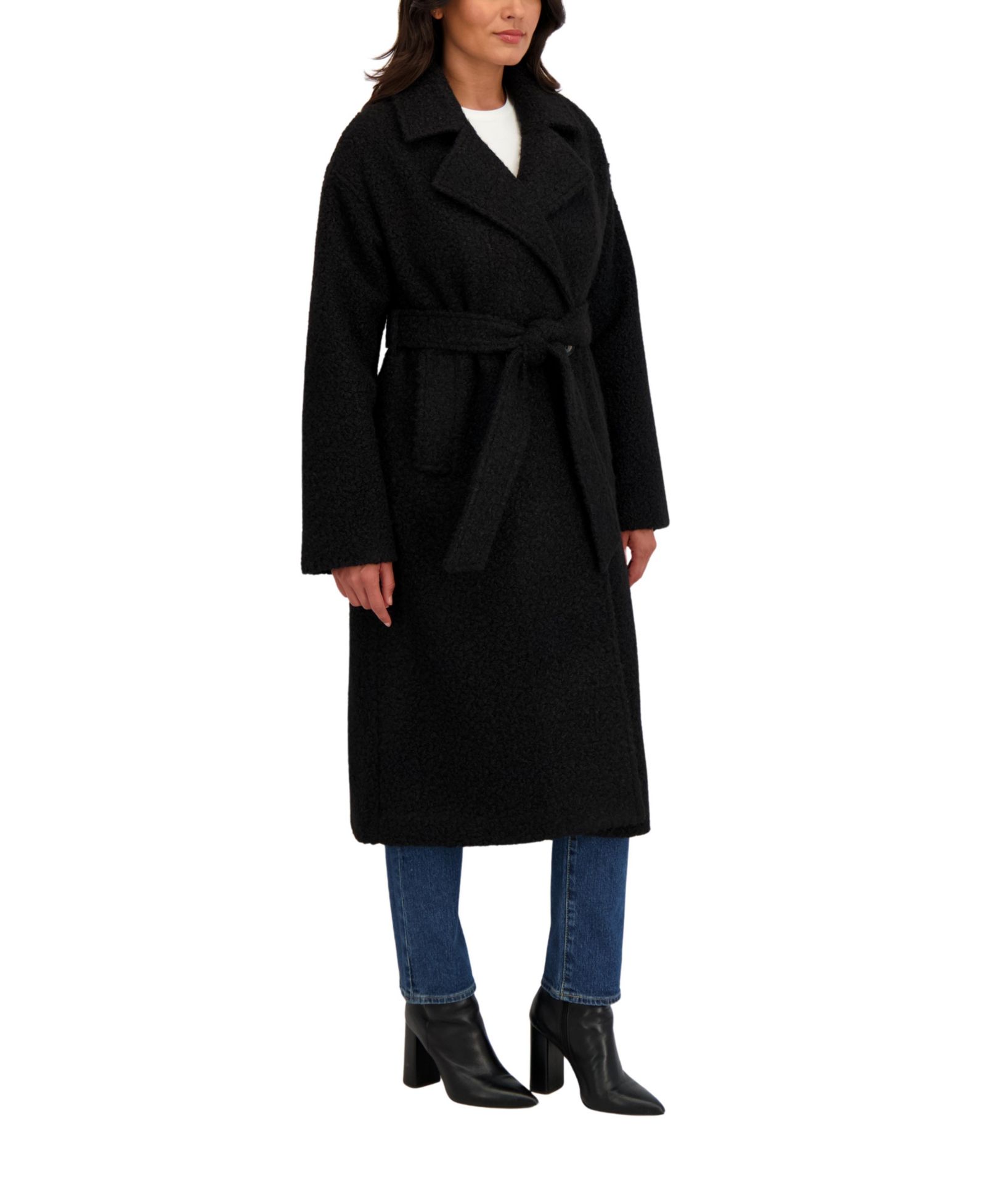Женское пальто Sebby Collection Long Belted Boucle Wrap