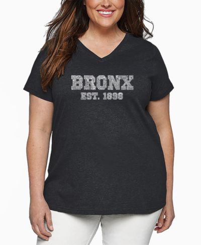 Женская футболка LA Pop Art Plus Size с принтом POPULAR NEIGHBORHOODS IN BRONX, NY
