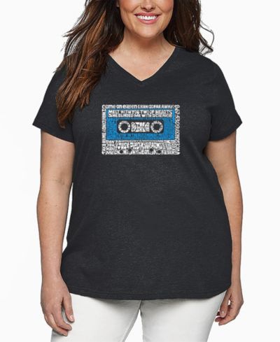 Женская футболка LA Pop Art Plus Size 80s One Hit Wonders Word Art V-Neck