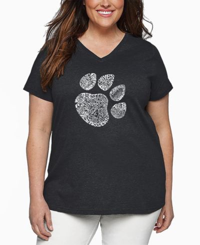 Футболка LA Pop Art Plus Size Cat Paw Word Art V-Neck